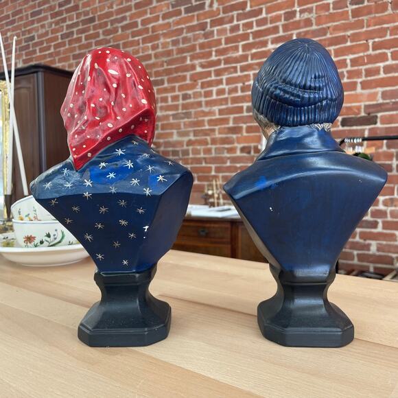 Vintage Fisherman & Wife Ceramic Busts, Hand-Painted European Figures - Picture 4 of 7